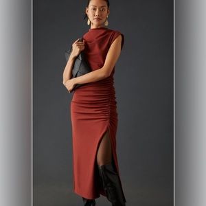 anthropologie The Maya Ruched Cowl-Neck Dress size large